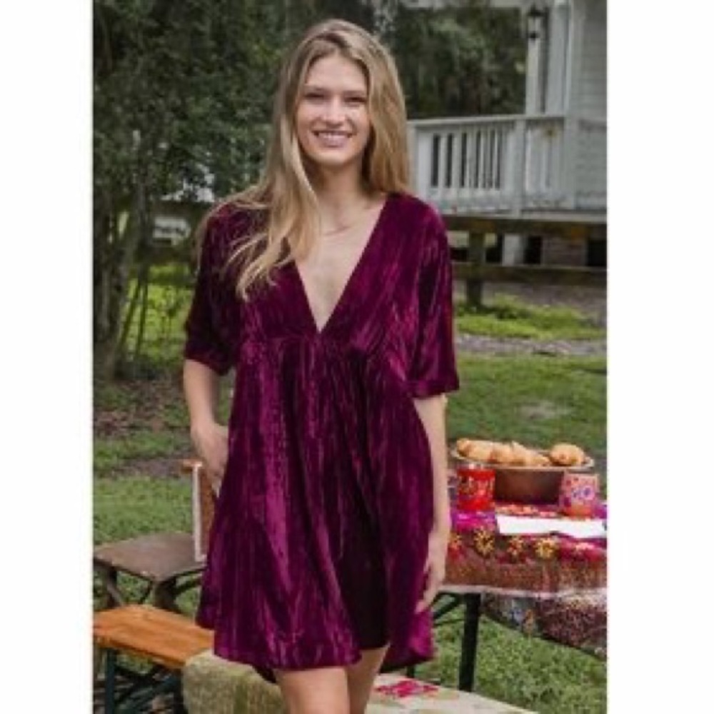 Natural Life Velvet Plunge Dress XS/S